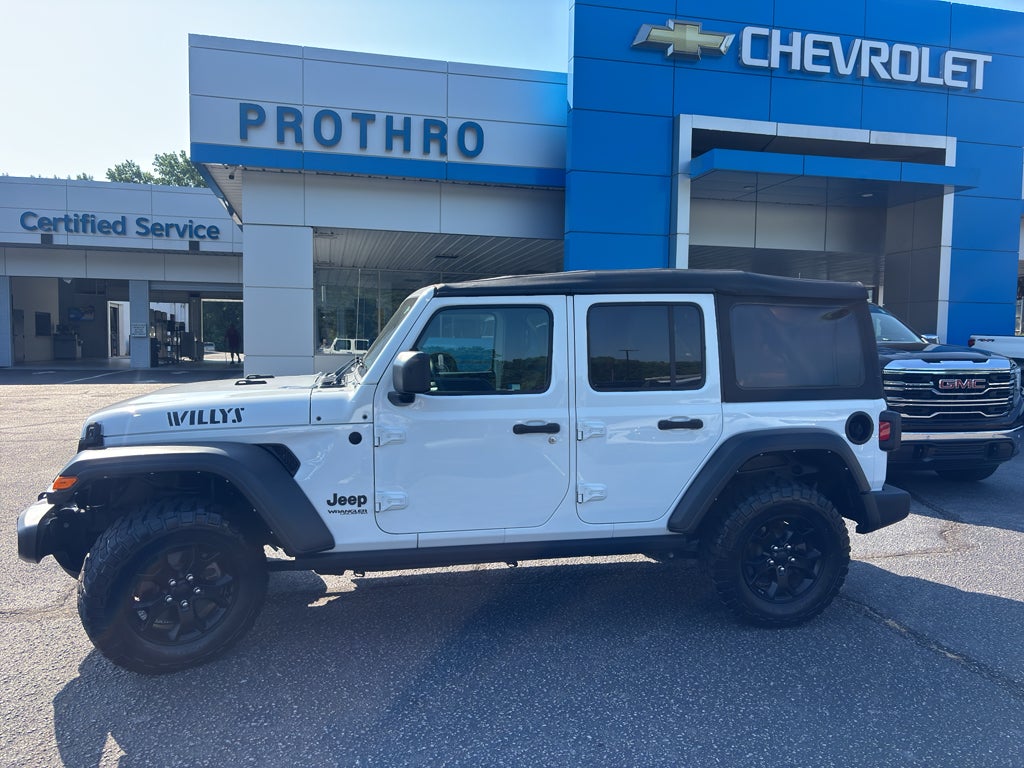 2021 Jeep Wrangler Unlimited Willys Sport 4x4 in White — front three-quarter view