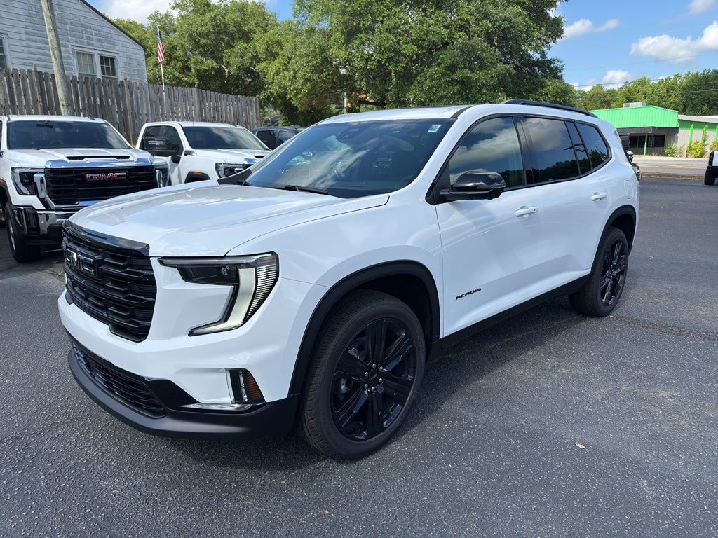 2026 GMC Acadia Elevation in Summit White — front three-quarter view
